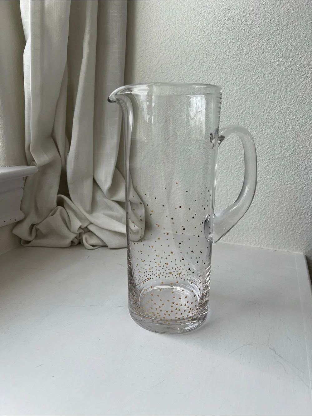 Clear Glass Pitcher with Gold Dot Accent